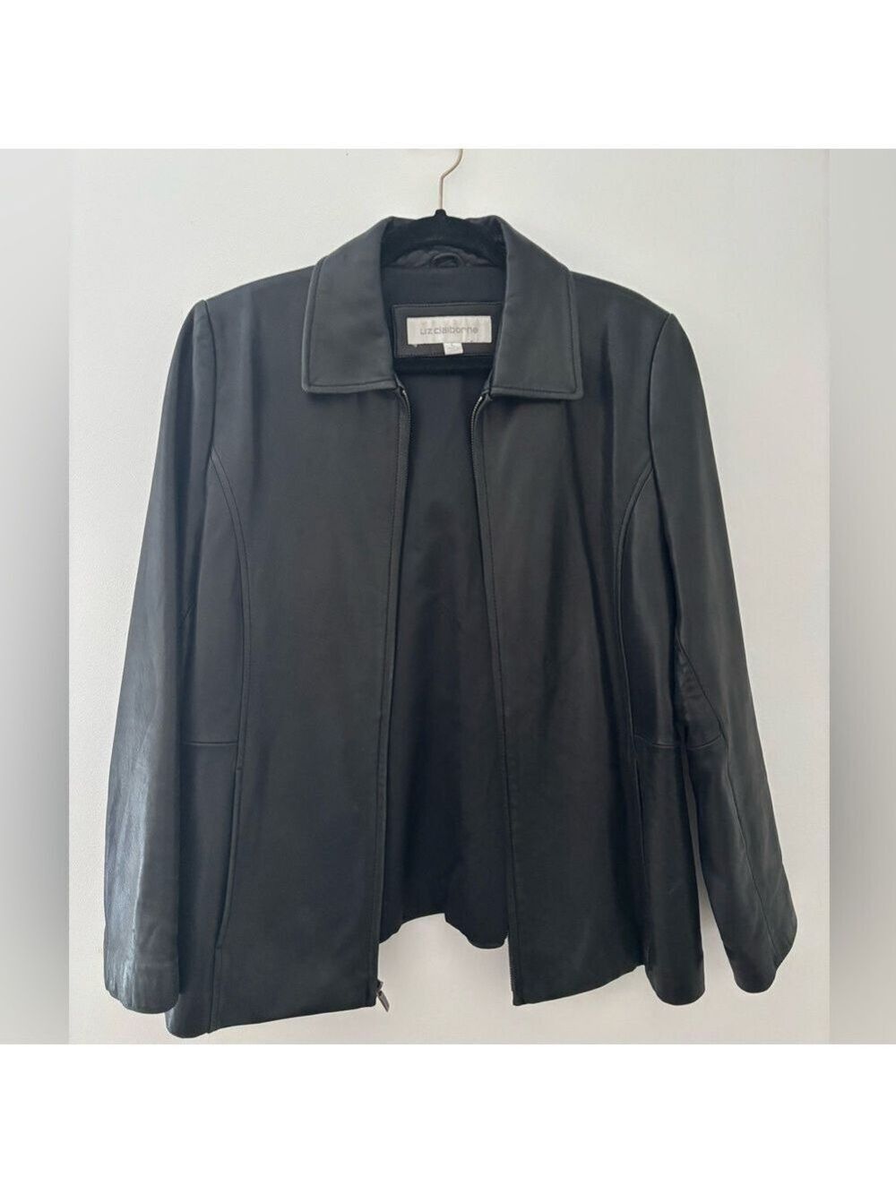 Liz Claiborne Women’s Leather Zip Jacket with pockets